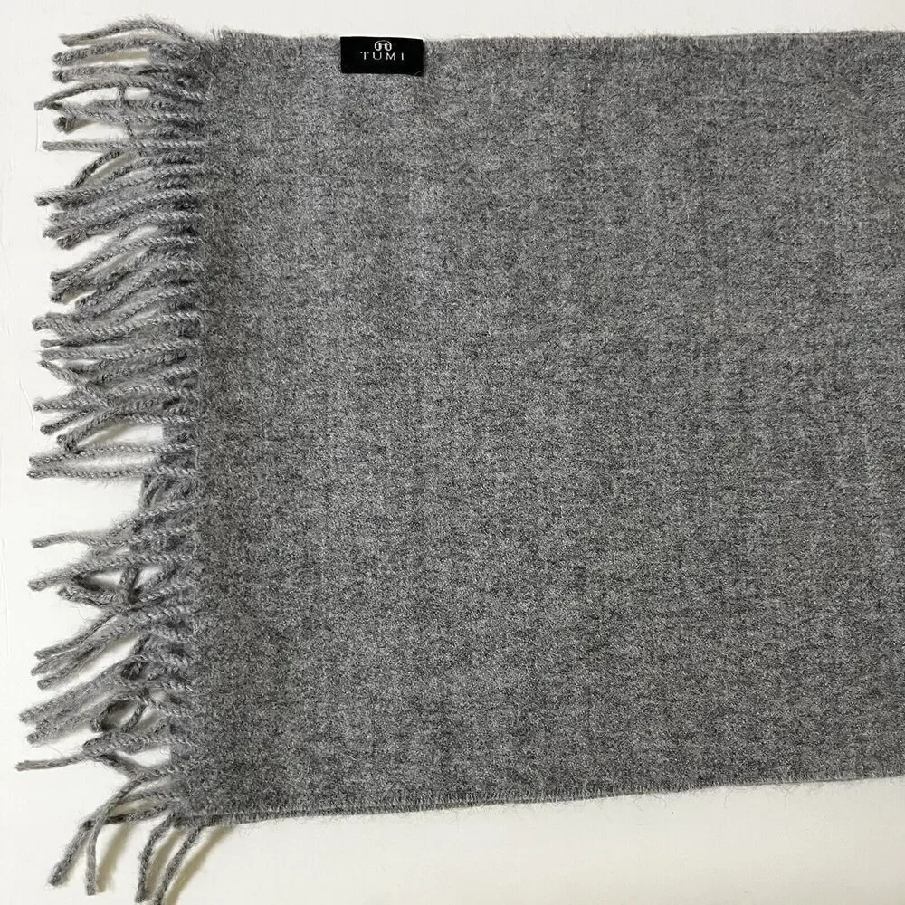 Tumi Fringe Scarf Pure Peruvian 100% Baby Alpaca Gray